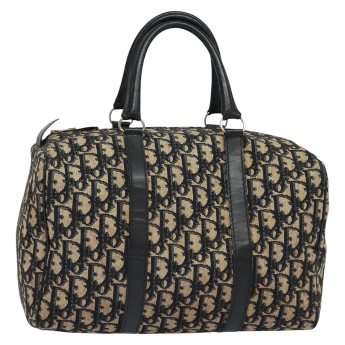 Christian Dior Trotter Canvas Hand Bag Navy Silver Auth 137549
